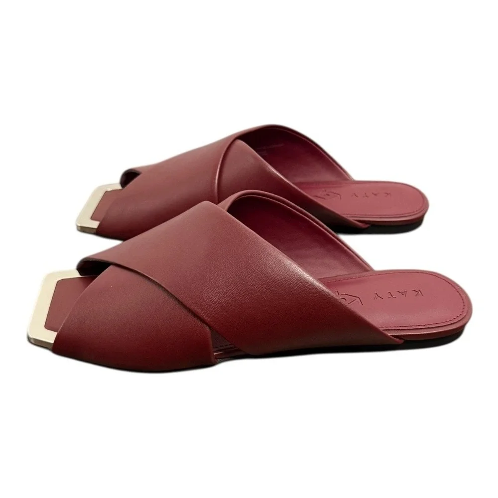 Katy Perry The Checked In Slide Sandal Soft Nappa Cranberry 9 NIB‎ - Picture 2 of 10